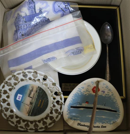 Ocean Liner Memorabilia; Cunard Lines etc ceramics